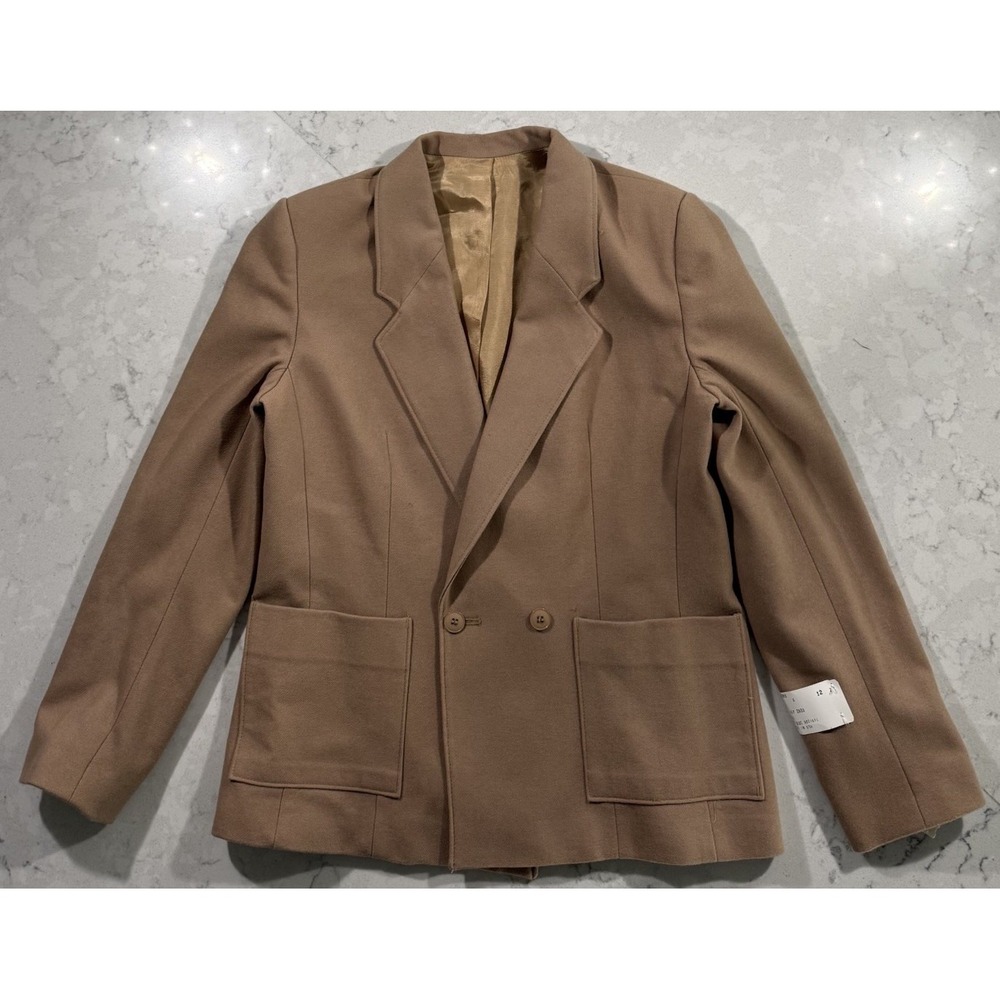 Cross Country Fashions Vintage 90s Brown Wool Blazer Jacket Womens 12 USA Made